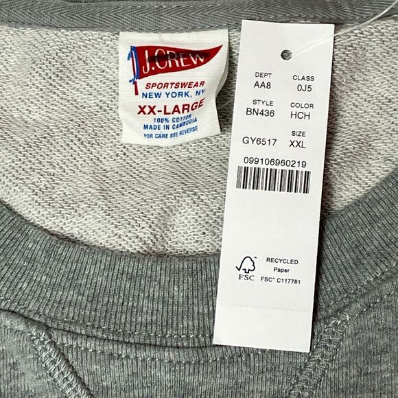 J Crew Sweatshirt Mens XXL Grey French Terry Crewneck Lightweight Pullover BN436 - Picture 5 of 11